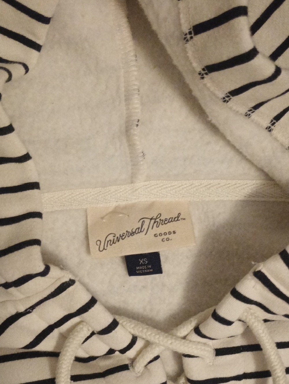 Universal Thread Ivory & Black Striped Hoodie Pullover